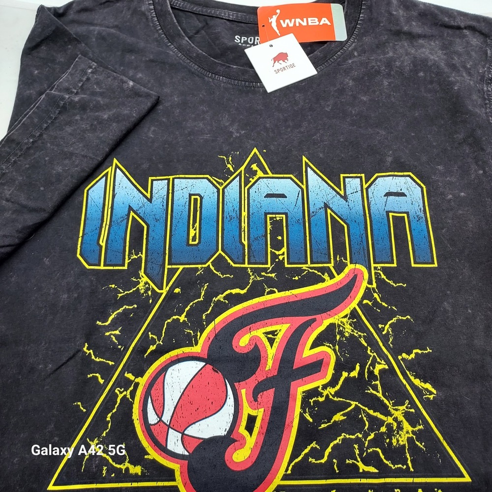Sportiqe Indiana Fever WNBA T-Shirt Angus Mineral Wash Black XXL New